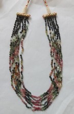 Multi-strand Pink, Green & Watermelon Tourmaline Bead Necklace