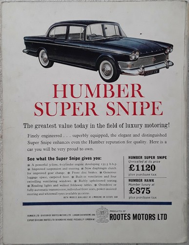 Humber super snipe vintage - humber,