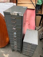 Vintage retro mid century tall silver metal industrial chest of drawers Bisley