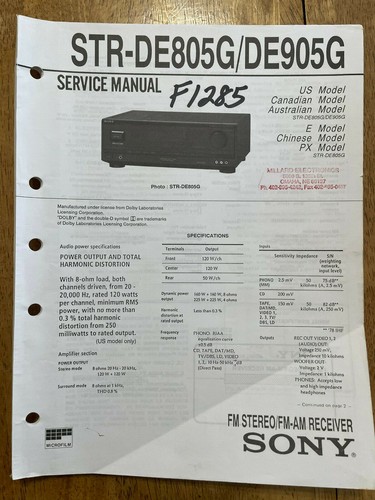 Sony str de805g de905g - str-de805g, str-de905g