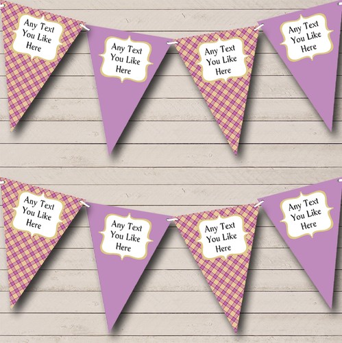 Purple and gold tartan bunting - and,