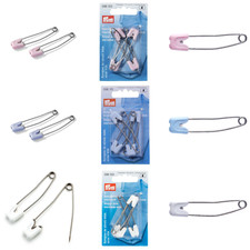 Baby Nappy Pins with Safety Lockable Cap - 55mm Long - Stainless Steel By Prym