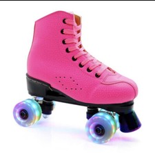 Jk Skates Adult PU Quad Roller  Skates Double Line Skates Flash Wheel New