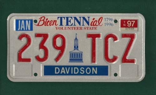 239 tcz tennessee - 239-tcz, embossed