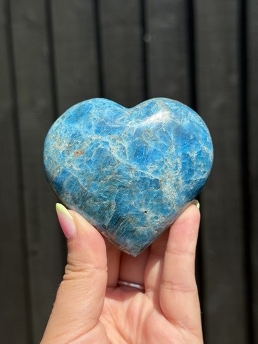 Blue apatite large heart - blue,