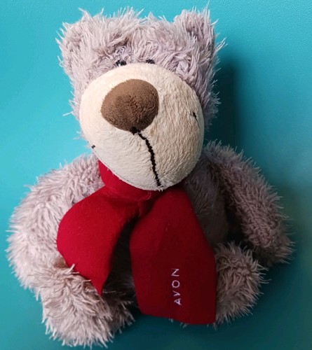 Avon grey teddy bear with - with, red