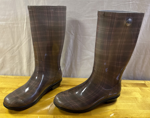 Ugg brown plaid rain boots - plaid,