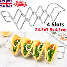 4-Slots Stainless Steel Taco Holder Kitchen Mexican Food Storage Stand Rack UK