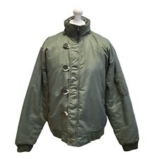 Vintage 80s Bomber Jacket Mod Skin Head Green Zip & Button Uk Mens Size XL