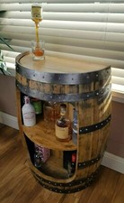 Solid Oak Half Whisky Barrel Handcrafted Drinks Cabinet / Mini Bar / Man Cave 
