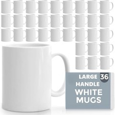 36 x Sublimation Mugs 11oz White Large Handle Mugs 6 Mugs in 1 Gift Box Package
