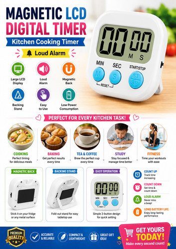 Magnetic lcd digital timer - digital,