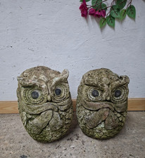 Pair Owl Stone Garden Statues