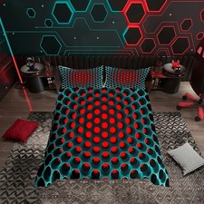 3D Honeycomb Boys Bedding Set Geometric Men Duvet Cover Set for Kids Teens Three