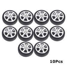 10Pcs Plastic Wheel Rims & Rubber Tire Tyres Build Parts for Model Car Toys