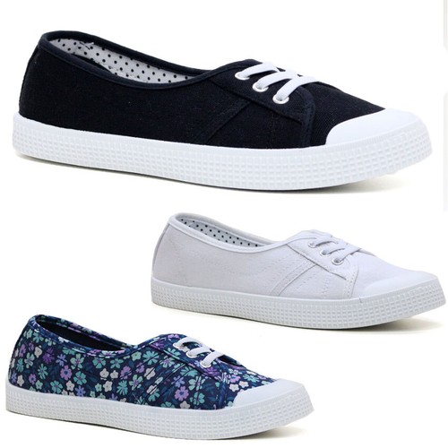 Ladies canvas trainers womens - ladies,