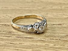 Beautiful Vintage Diamond Solitaire 18CT PLAT 18 Carat Gold Boxed Size M ? ?