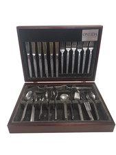 ONEIDA Cutlery Set Dinner Set With Wooden Case Kitchenware Preloved Retro 