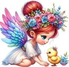 Watercolour Easter Fairy Wall Art Bedroom Nursery Vinyl Sticker Decal 6 Sizes