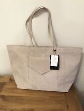 Zara  Beige Suede Leather Large Tote Bag With Pockets Bnwt H02A