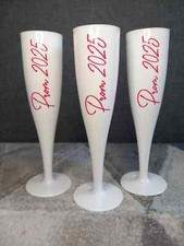 Personalised White Champagne Prosecco Flutes Wedding Bridesmaid Birthday Plastic