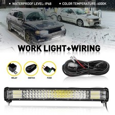 23" LED Work Light Bar Flood Spot Lights Driving Offroad Car With Wiring Harness