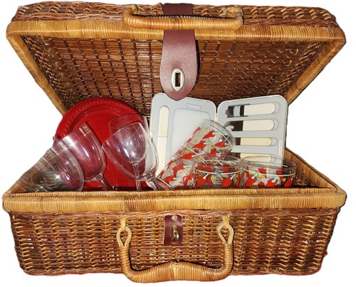 Vintage wicker picnic basket - wicker,