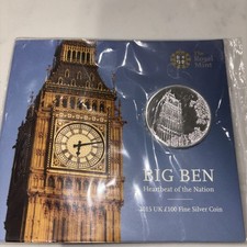 62.86g silver .999 Big Ben £100 Silver Coin 2015 issued by The Royal Mint 
