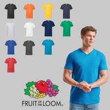 Mens Plain V-NECK T-Shirt - Fruit of the Loom Valueweight Tee - Value Blank T
