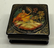 Russian Lacquer palekh Box Hand Painted 5.9 x 5.9cm Artist Signed
