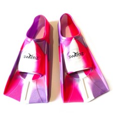 Swimz Short Blade Silicone Training Fins - Pink / White / Purple