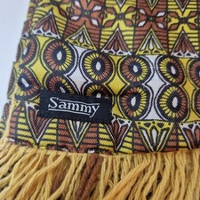 Vintage Mens Sammy Silk & Wool Geometric Patterned Scarf Cravatte Mustard Brown