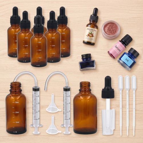 Amber glass dropper bottles - 6,