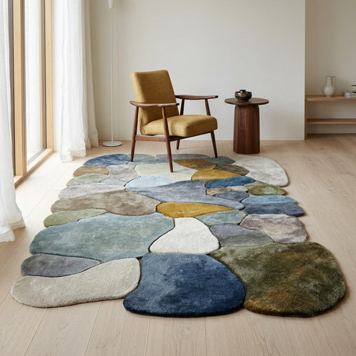 Hand tufted pebble abstract - tufted,