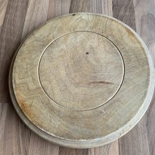 Vintage Carved Round Wood Bread Board  Rustic Country farmhouse Diameter 24cm