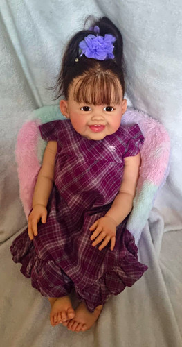 Vinyl baby girl doll - doll, dark