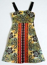 Rabbit Rabbit Rabbit Dress 8 Boho A-Line Midi Print Sleeveless Tie Back Festival