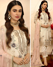 Pakistani Designer Embroiderd Chiffon Suit Unstitched Shalwar Kameez with Lining