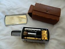 Vintage Mens VANITY /  SHAVING SET In Leather Case.Metalfield 'WEEKENDER'.