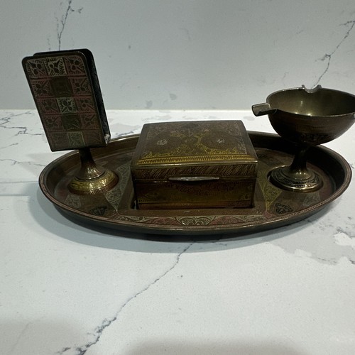 Vintage indian brass enamel - vintage,