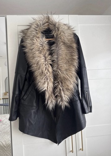 Quiz leather coat - with, on