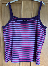 Bon Marche Striped Vest Top.   Purple, Mauve & Pink.   Bust 40".