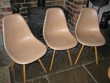 Set of 3 Herman Miller Eames Style Chairs Dining Kitchen Office Chair Brown