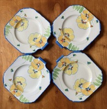 Coronet Ware Parrot & Co Hand Painted Art Deco Plate (SET OF FOUR)
