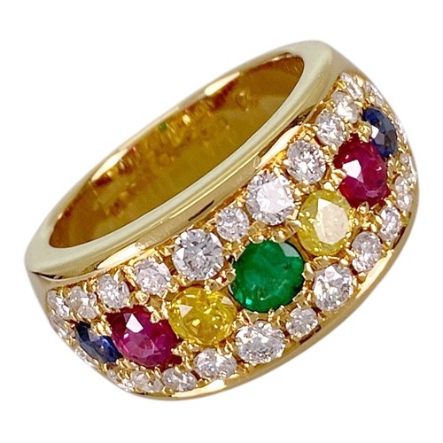 Ring yellow gold - gold, emerald