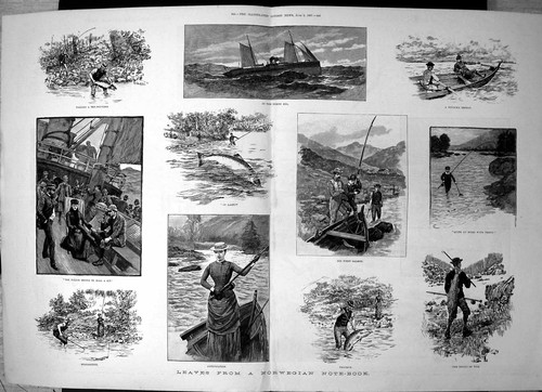 Antique old print norway boat - norway,