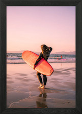 Surfer Girl at Sunset Framed