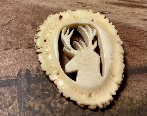 Vintage carved bone antler - bone,