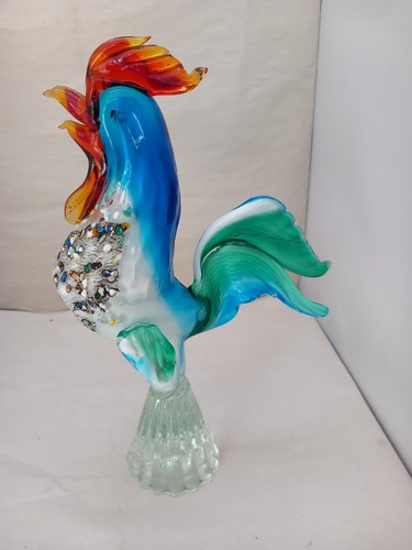 Murano glass rooster - murano, 11"