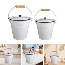Enamel Bucket with Lid Flour